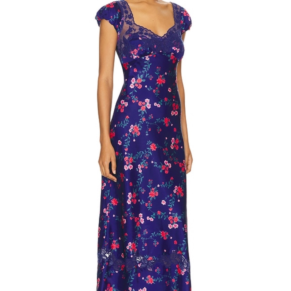 Free People Butterfly Babe Midi Dress | Navy Combo | XS | Boho